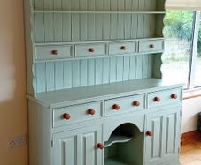 Large 5ft Sage Green Vintage solid Pine Dresser.