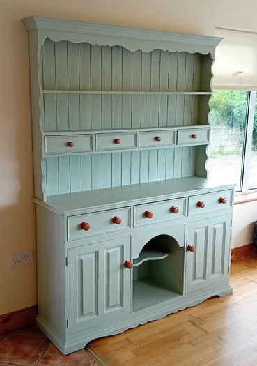 Large 5ft Sage Green Vintage solid Pine Dresser.