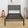 Single Bed Frame with Storage, 3ft Upholstered Bed Frame,Dark Grey Platform Bed,No Box Spring Needed,Mattress Foundation,Strong Steel Slat Support,Under Bed Storage,Easy Assembly Image 4