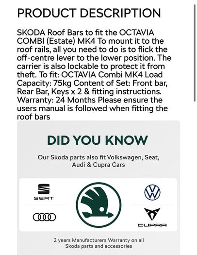 Skoda Octavia Roof Bars