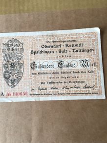 Rare Old 1923 German Banknote - 100,000 Mark