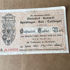 Rare Old 1923 German Banknote - 100,000 Mark