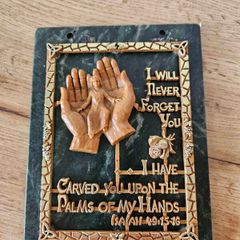 Praying Hands Vintage Marble Wall Placque