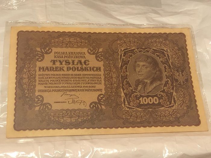 1000 Marek Polskich 1919 Huge note in very nice condition