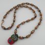 Vintage Venetain Style delicate Dotted Glass Beads & Old Face Glass Pendant Necklace Image 5