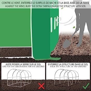 SUMMER SALE Polytunnel Greenhouse 3x2x2m 6m Squared Poly Tunnels Gardening Walk In Pollytunnel Tent with Steel Frame