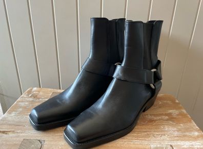 women ankle boots Massimo Dutti Women's Leather Ankle Boots with buckle detail new size 5