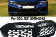BMW 3 Series Black Front Medium Mesh Grille Grill For BMW G20 G21 2019-2022