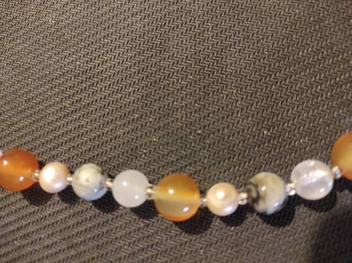 Semiprecious stones and sterling silver necklace