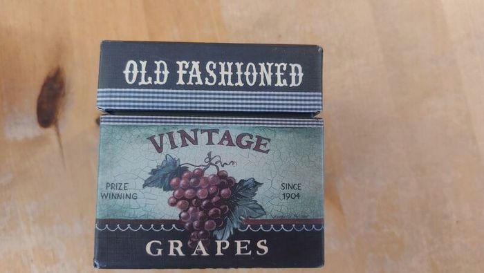 Fabulous Set of Four Graduated Stackable Nesting Storage Boxes by Quality Manufacturer Bob's Boxes/Lang Paper Co. with "Fancy Fruits" Artwork by Kimberly Poloson