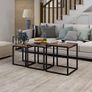 Nesting Tables Set of 3 Wooden Coffee Table, Stacking Side End Tables Steel Metal Frame, for Living Room, Black and Rustic Brown Image 4