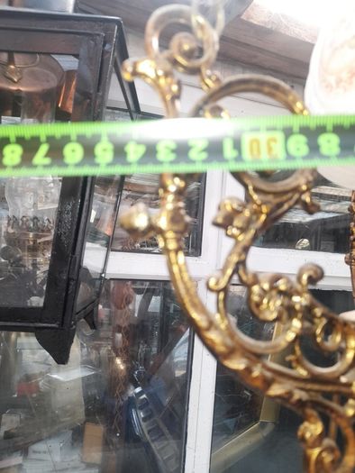Beautiful Old Large Antique Hanging Brass and Milk Glass Oil Lamp, Converted to Electric