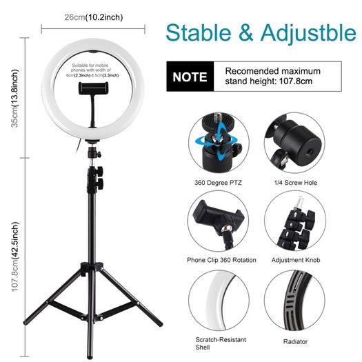 Selfie Ring Light Photography Led Rim Of Lamp with Optional Mobile Holder Mounting Tripod Stand Ringlight For Live Video Stream