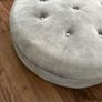 Grey Velvet Round Tufted Poof / Footstool Image 2