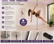 Professional Dancing Pole, Professional Dance PoleHeavy Duty 200kg Spinning Static Dancing Pole Kit, Portable Removable Pole, 45mm Heavy-Duty Stainless Steel Pole, Height  Adjustable  Adjustable 2163 2700mm
