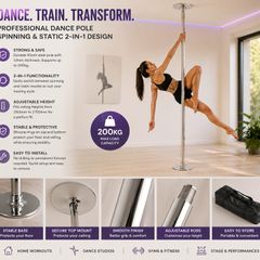 Professional Dancing Pole, Professional Dance PoleHeavy Duty 200kg Spinning Static Dancing Pole Kit, Portable Removable Pole, 45mm Heavy-Duty Stainless Steel Pole, Height  Adjustable  Adjustable 2163 2700mm