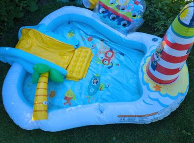 kids paddling pool, with pinhole puncture