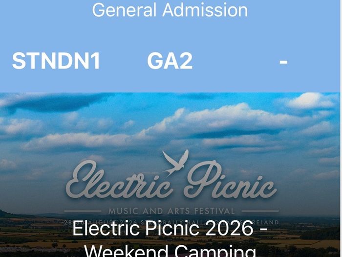 Electric Picnic weekend ticket with camping