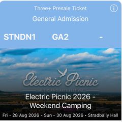 Electric Picnic weekend ticket with camping