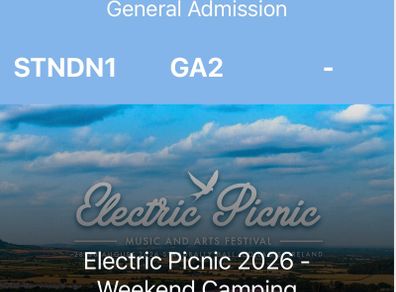 Electric Picnic weekend ticket with camping