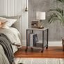Bedside Table with Wheels Steel Frame Shelves 40 x 40 x 50 cm for Living Room Bedroom Industrial Design Greige-Black Image 3