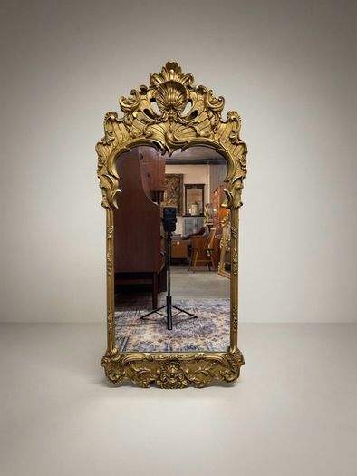 Vintage French Gilt Metal Rococo Revival Mirror