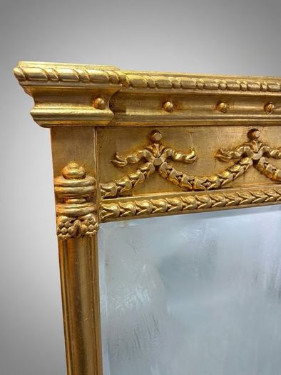 Large Regency Style Carved Giltwood Overmantel Mirror