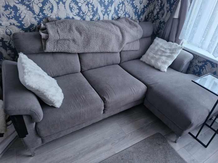 Grey sofa with chaise