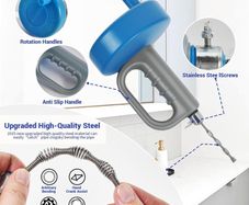 Drain Snake 33Ft with Gloves,Flexible Plumbing Snake Drain Auger Clog Remover Tool for Hair,Heavy Duty Drain Unclogger for Kitchen Sink, Plumbers Snakes for unclogging Bathroom Shower, Bathtub Toilet