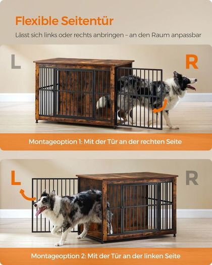 Dog cage up to 32 kg with 2 doors Dog Crate Dog Cage Furniture, Side Table, Dog Box, Modern Indoor Dog Kennel for Dogs up to 32 kg, Heavy Duty, Closed Base, Dog House, 2 Doo