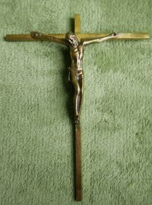 Vintage Bronze Wall Cross - Religious Christian Crucifix