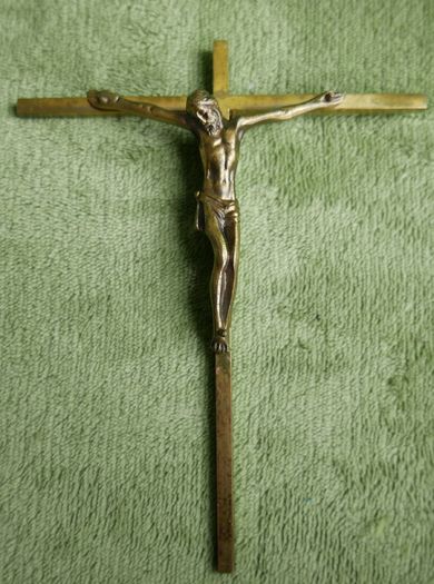 Vintage Bronze Wall Cross - Religious Christian Crucifix