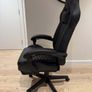 Office Chair with Leg Support, Black Leather Image 5