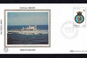 1981 Gibraltar Benham Silke Cover showing Naval Crests HMS Fearless tying 17p H.M.S. "Fearless" Commemorative stamp