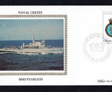 1981 Gibraltar Benham Silke Cover showing Naval Crests HMS Fearless tying 17p H.M.S. "Fearless" Commemorative stamp