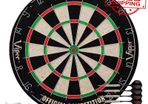 NEW SALE | Regulation Bristle Steel Tip Dartboard Set with Staple-Free Bullseye, Galvanized Metal Radial Spider Wire Includes 6 Darts, Black, 17.75 inch