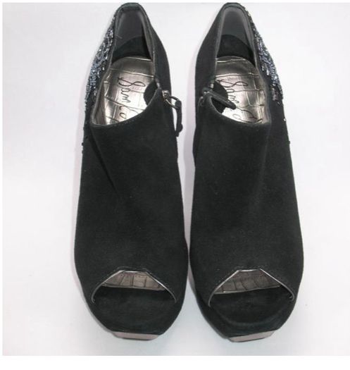 Sam Edelman 'una' black suede peep toe boots