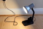 Compact size student table lamp with integrated desk organiser