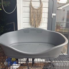 dog cage and bed