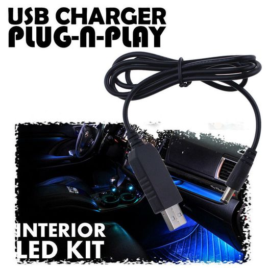 APP Controlled RGB 48-LED Glow Interior Kit Under Dash Neon Footwell Inside Seats Light