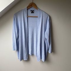 Massimo Dutti Pastel Light Blue Open-Front Ribbed Knit Cardigan Size Small