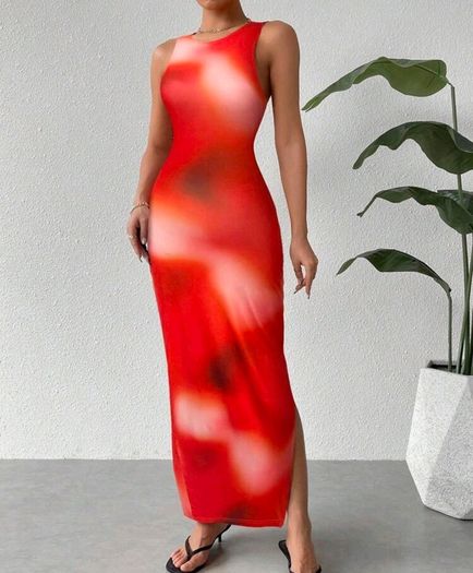 Brand new Red tie dye summer dress size 10