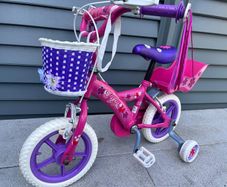 Lovely Girl Bike with Stabilisers, Basket and Doll Seat
