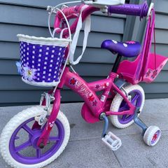 Lovely Girl Bike with Stabilisers, Basket and Doll Seat