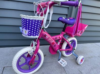 Lovely Girl Bike with Stabilisers, Basket and Doll Seat