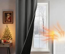 DANCE Thermal Insulated Blackout Door Curtain, 2-Layers Extra Long Cold Insulated 100% Blackout Panel, Windproof Thick Thermal Curtain for French Door/Bedroom, 55x90 inches, Grey