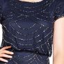 Adrianna Papell Women's Beaded Short Sleeve Blouson Dress Formal Evening Gown, Navy, 34 EU / XS Image 4