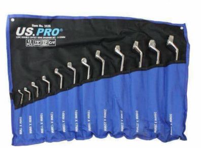 Brand New 12 Pcs Double Offset Ring Spanner Set