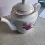 Vintage MEIKO Chinese White Porcelain Three Cup Roses Floral Pattern Golden Rim Teapot Retro Kitchen Image 6