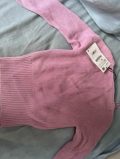 Zara Pink Ribbed V-neck Sweater/Jumper